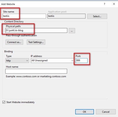 Basic IIS settings