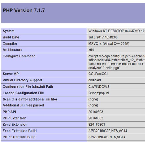 phpinfo